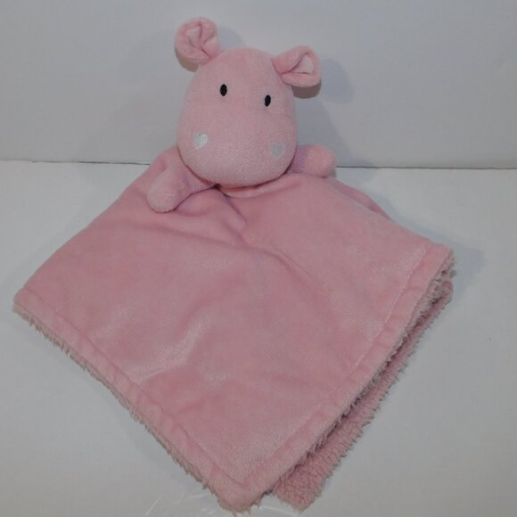 Piccolo Bambino Pink Hippo Plush Security Blanket Baby lovey nunu Comforter - Picture 2 of 6